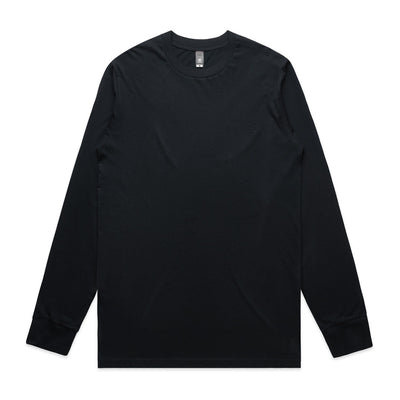 Black long-sleeved t-shirt with crew neck and ribbed cuffs, made of cotton.