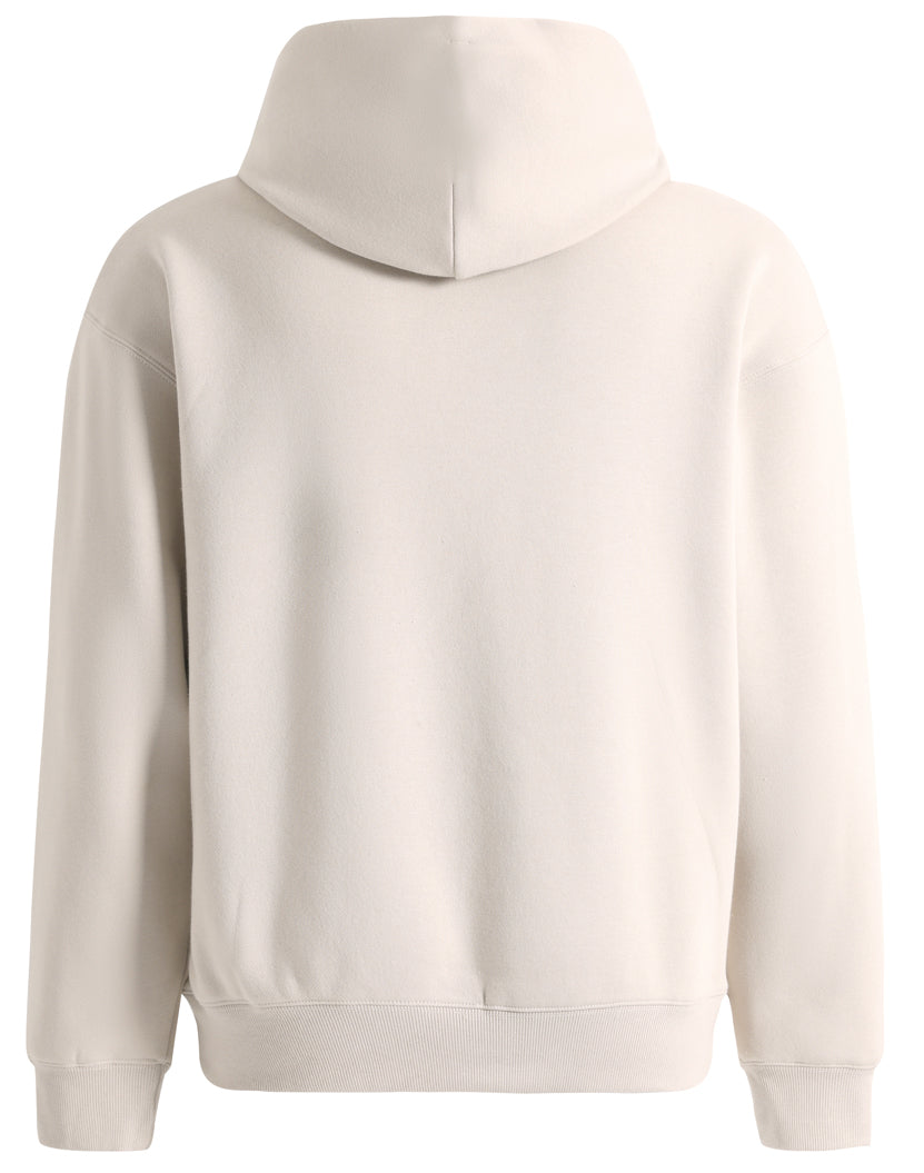 Cream-colored premium oversized bone hoodie with soft textured fabric and ribbed cuffs perfect for workwear uniforms