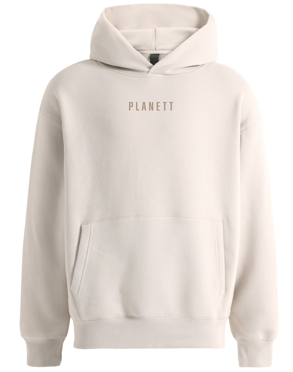 Premium oversized bone hoodie in cream color with minimalist design and subtle front pocket ideal for work uniforms