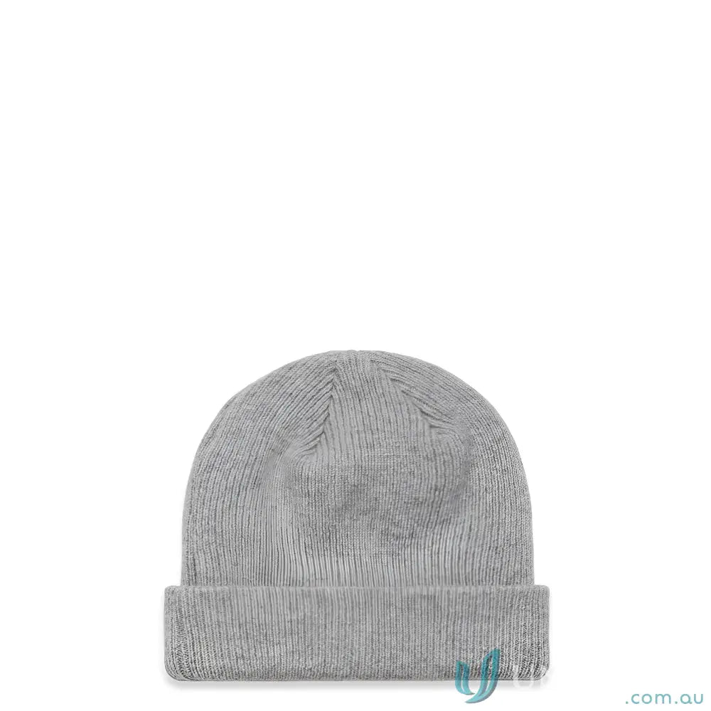 Light grey ribbed knit beanie with folded cuff, stylish and warm knit beanie option