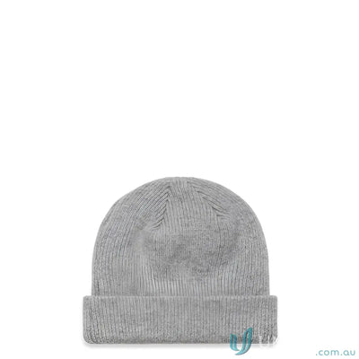 Light grey ribbed knit beanie with folded cuff, stylish and warm knit beanie option