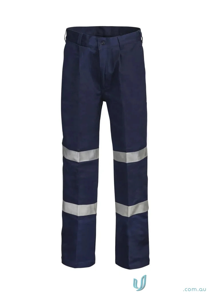 Navy blue Reflective Pleat Cotton Drill Trouser with 3M tape for workcraft reflective pleat safety