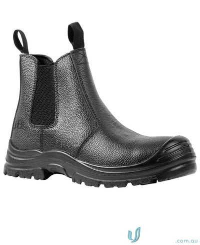 Black leather Rock Face Elastic Sided Work Boot with resistant sole for uniforms