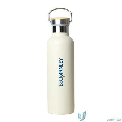 White stainless steel Shadow 750ml insulated water bottle with handle and twist-off cap