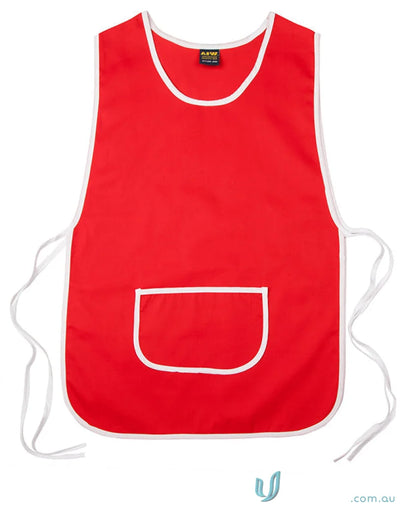 Red apron with white trim from Winning Spirit Smock, perfect for Ladies Smock Apron style