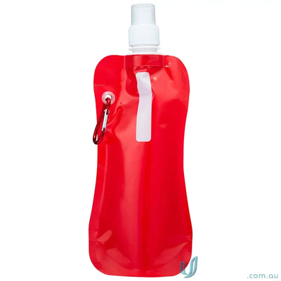 Red 500ml collapsible water pouch with carabiner clip for easy on-the-go hydration