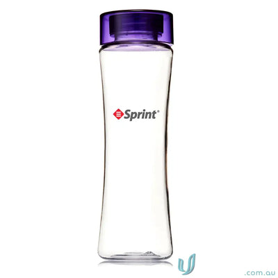 Clear Tritan water bottle with purple lid for durable BPA-free hydration