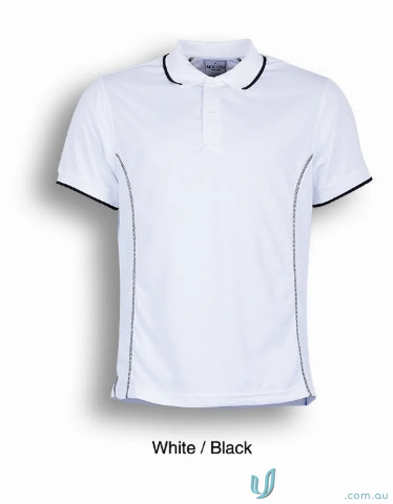Bocini CP0910 Stitch Polo in White/Black