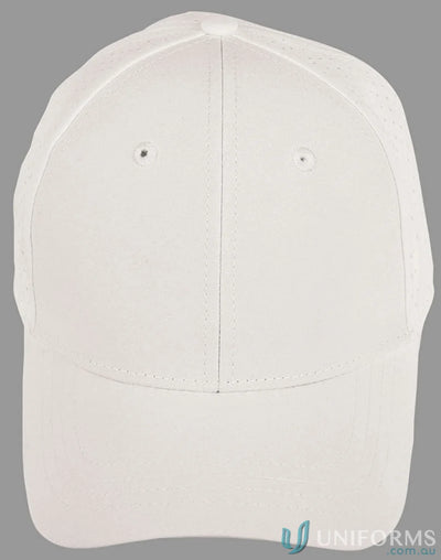 Plain white Stretch Laser Cut Runner’s Cap with winning spirit stretch design