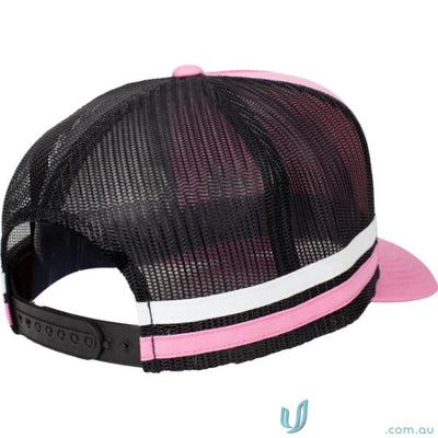 Pink and black mesh trucker hat ideal for black workwear uniforms or casual style