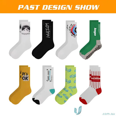 Colorful assorted patterned sports socks perfect for custom sports styles