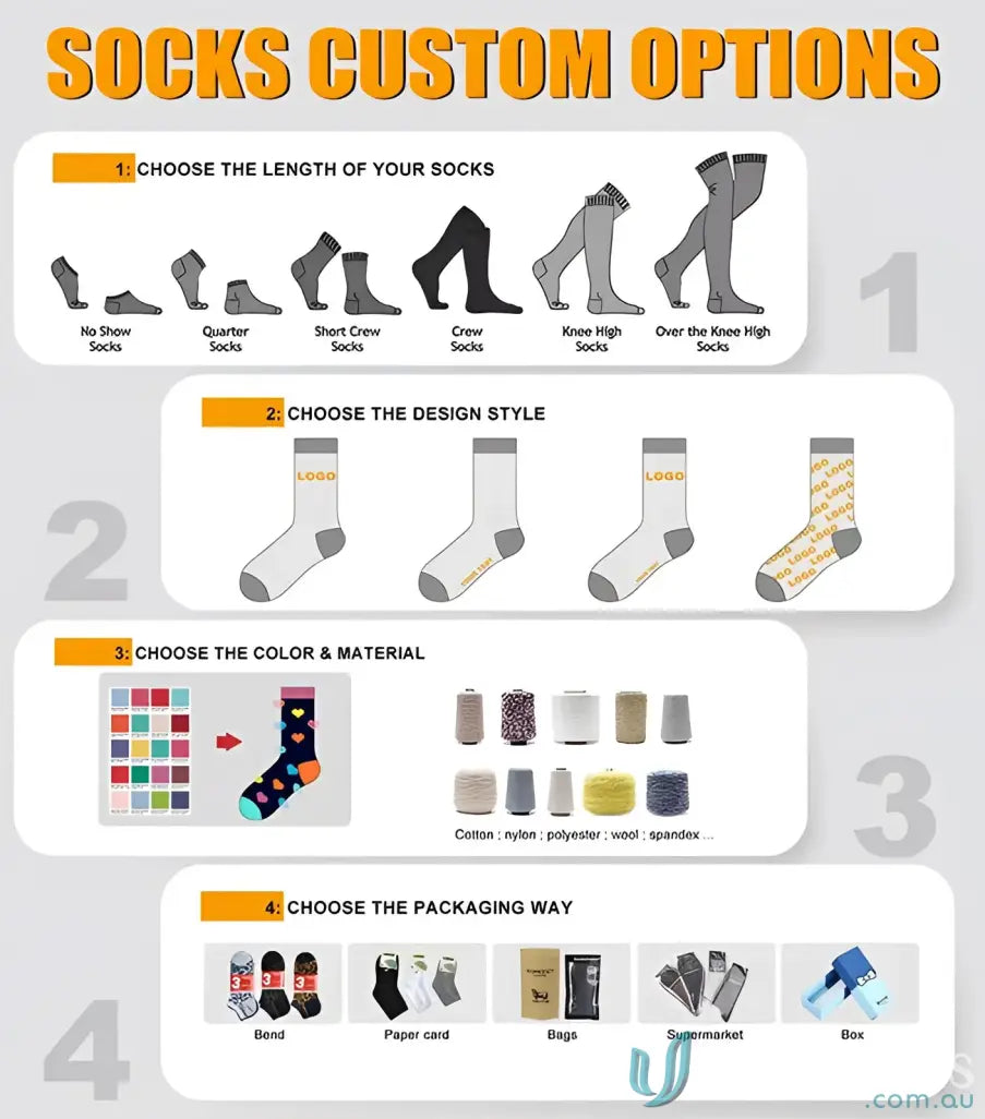 Custom sports socks options chart showcasing cool design choices for your sports socks