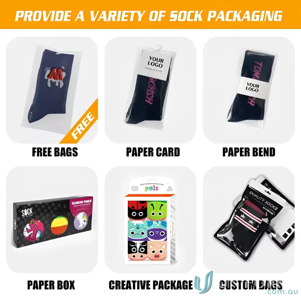 Various sock packaging options for Sublimated Sports Socks and custom sports socks products