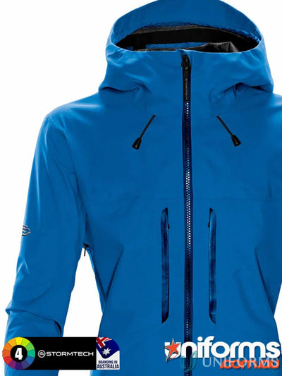 Synthesis Stormshell waterproof jacket with coverage hood and zippered pockets for uniforms