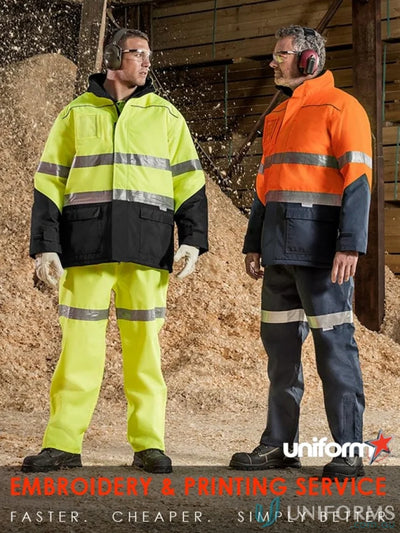 High-visibility syzmik day night quilt lined storm jacket with chest pocket for safety