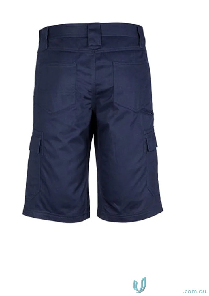 Navy blue Syzmik Mens Midweight Drill Cargo Short ZW012 for rugged style