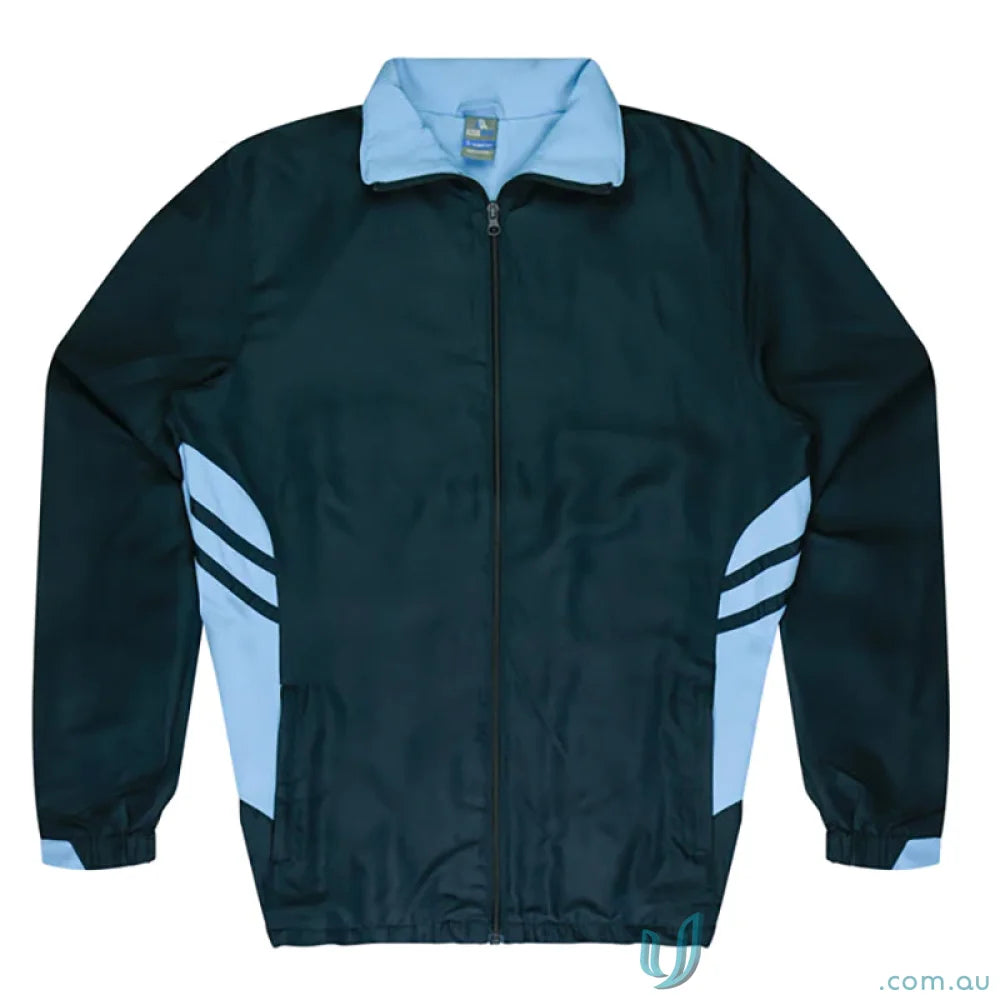 Dark blue and light blue Tasman Mens Tracktops, cool uniforms for work or casual wear