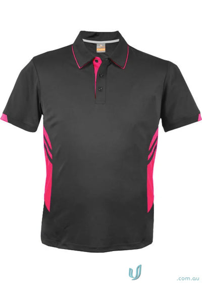 Black and pink Tasman Polo shirt ideal for uniforms and workwear