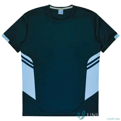 Dark athletic Tasman Tee with light blue accents, comfy fabric for uniforms and workwear
