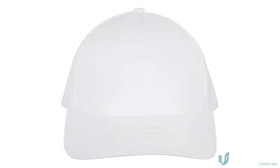 White baseball cap in high range stock with mesh back and wide inch stock design