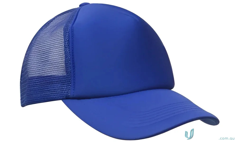Blue mesh-backed baseball cap perfect for workwear, check our faq link for more