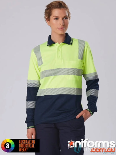 High-visibility unisex Truedry Biomotion Segmented LS Safety Polo shirt for safety use