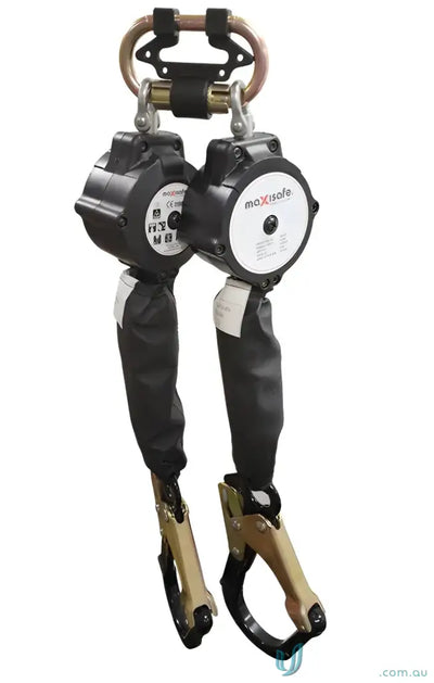 Dual self-retracting lifelines with carabiners for workwear safety and retractable lanyard use