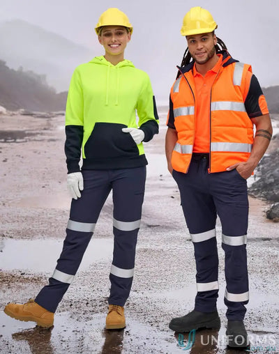 Construction workers in safety gear wearing Unisex DWR Water Repellent Flexi Work Pants