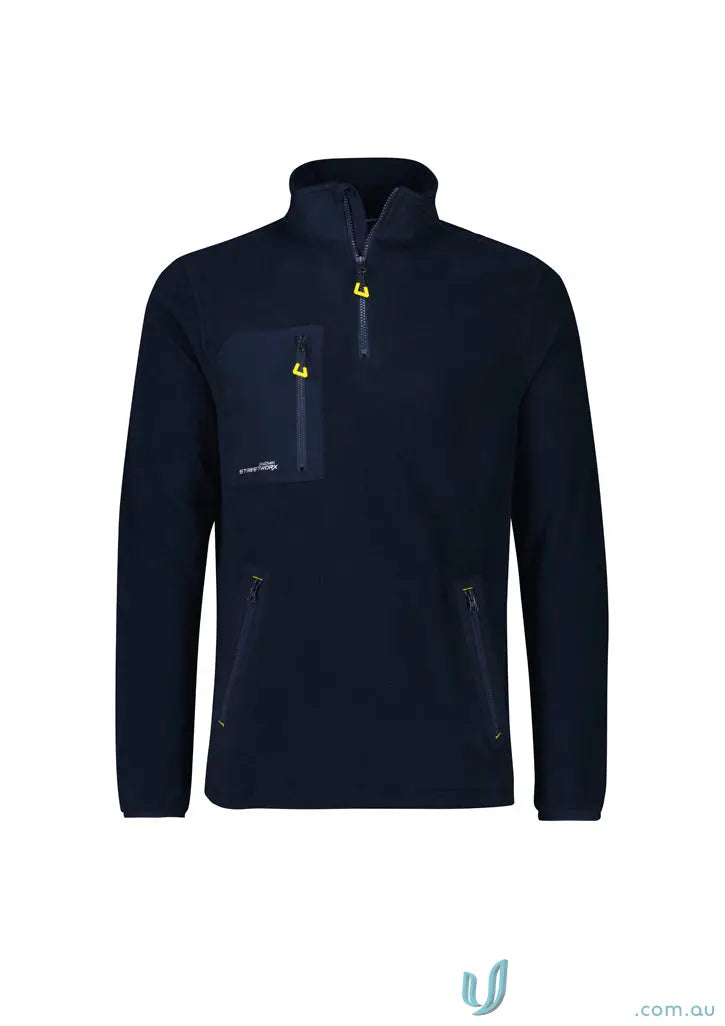 Unisex Streetworx Lightweight zip polar fleece with neon zippers and chest pocket