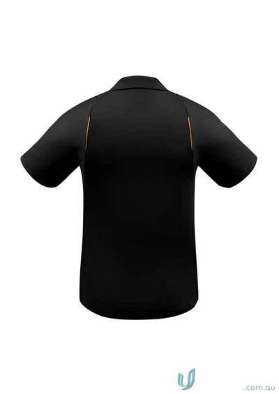 Black polo shirt with orange trim from United Polo collection, modern fit biz style UTD P244MS