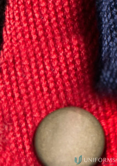 Red knitted fabric with button on Urban Bib Straps from Biz Collection Urban, interchangeable urban bib
