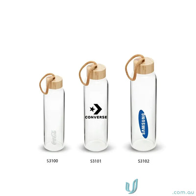 Borosilicate glass water bottle with bamboo lid for airtight freshness