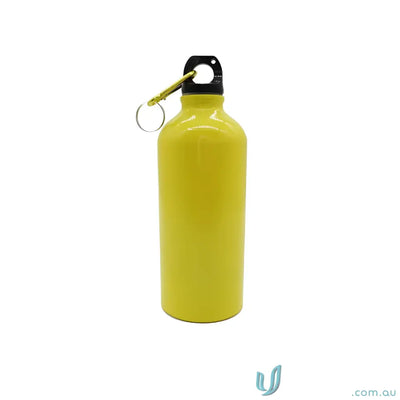 Yellow metal voyager 600ml aluminium water bottle with carabiner clip for hiking
