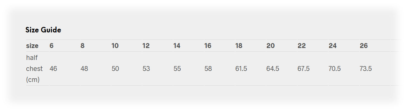 Ladies Floyd S/S Linen Cotton Shirt size chart
