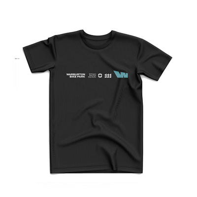 Black t-shirt with logo.