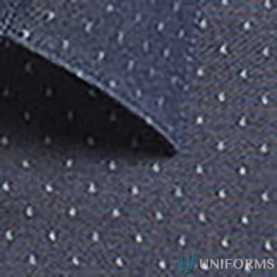 Navy blue denim dobby long sleeve shirt with white polka dots for uniforms