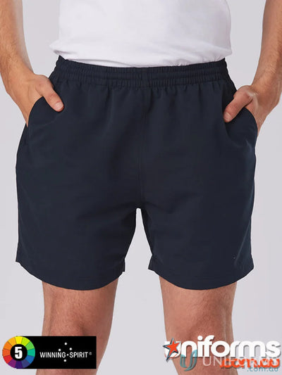Dark blue ss29 microfibre Winning Spirit Adults sport shorts with side pockets
