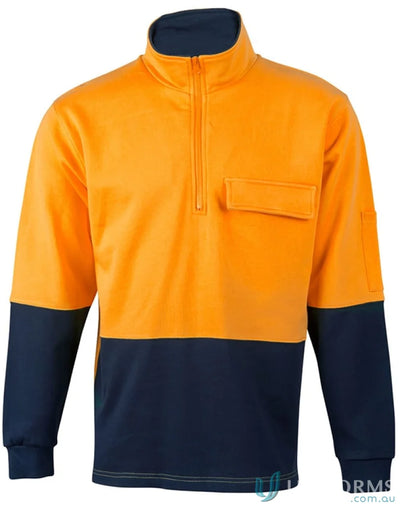 Orange and navy blue work shirt from Winning Spirit HIvis Jumper with cotton fleecy sweat
