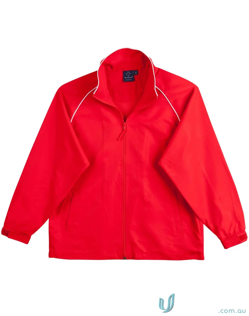 Red zip-up Winning Spirit Track Jacket, unisex Champions champion track jacket style