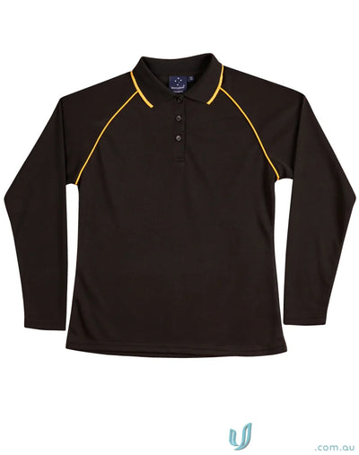 Ladies Champion Raglan Contrast Polo in cooldry® mesh with black and yellow details