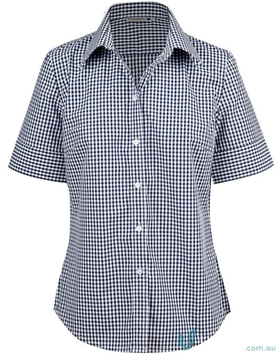 Winning Spirit Ladies Gingham Check Short-Sleeved Shirt for a perfect blend of style