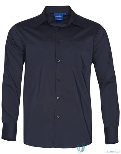 Navy blue mens Teflon executive long sleeve shirt from Winning Spirit Mens Executive LS Shirt