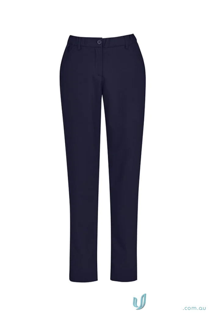 Dark blue womens slim leg pant with bizcare comfort waist, perfect for aged care