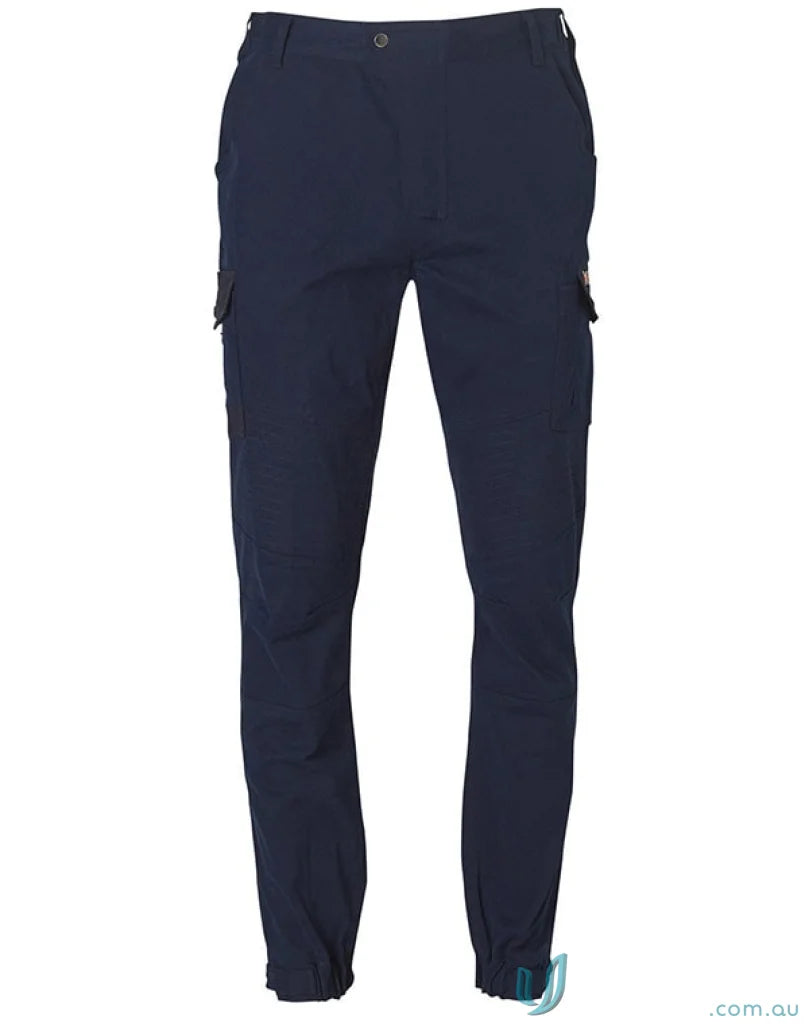 Navy blue XStreet Stretch Cargo Pants with tapered legs and elastic cuffs for a cool look