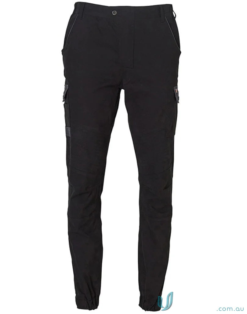 Men’s black XStreet Stretch Cargo Pants with elasticated cuffs for a comfy fit